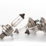 car lightbulb on white background