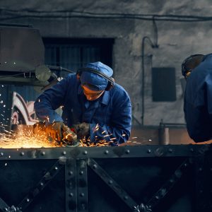 Two worker making gates in smithy. Fabrication Work